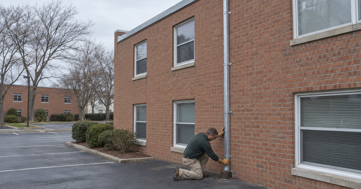A leader carried into an underground drain at a brick apartment building in Spring Lake Heights